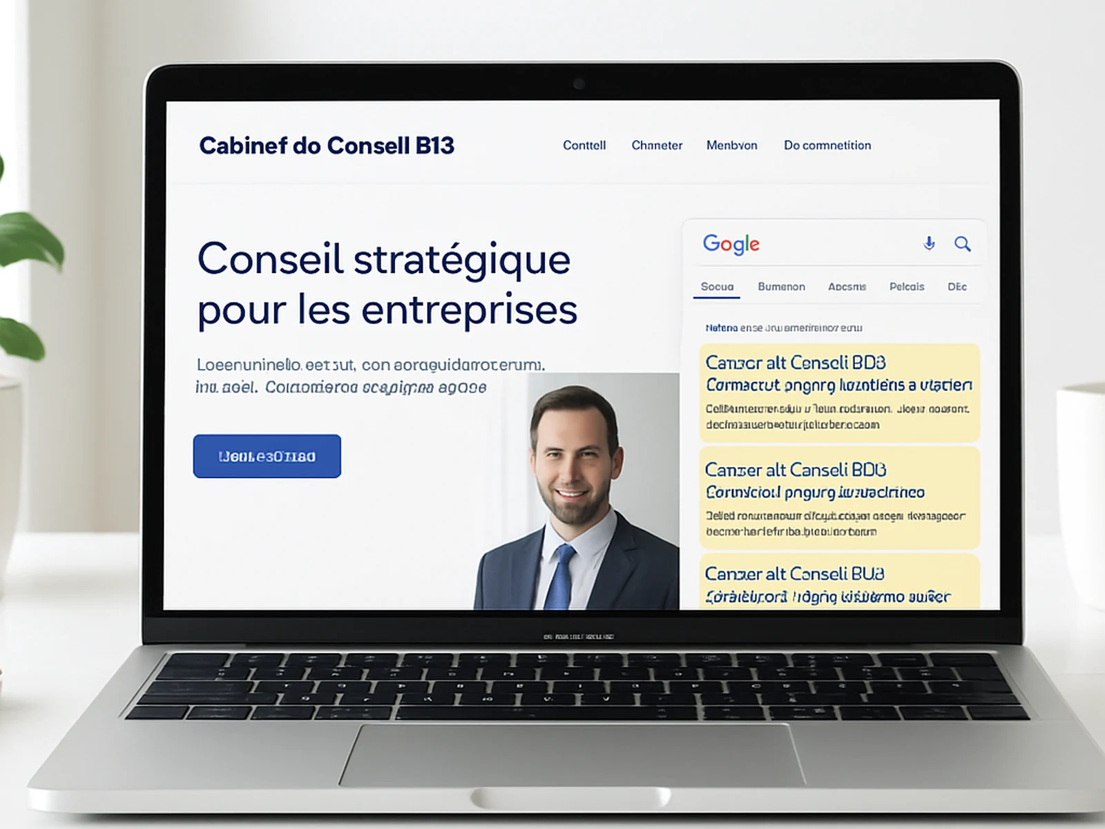 From invisible to page 1 for a French B2B consultancy.